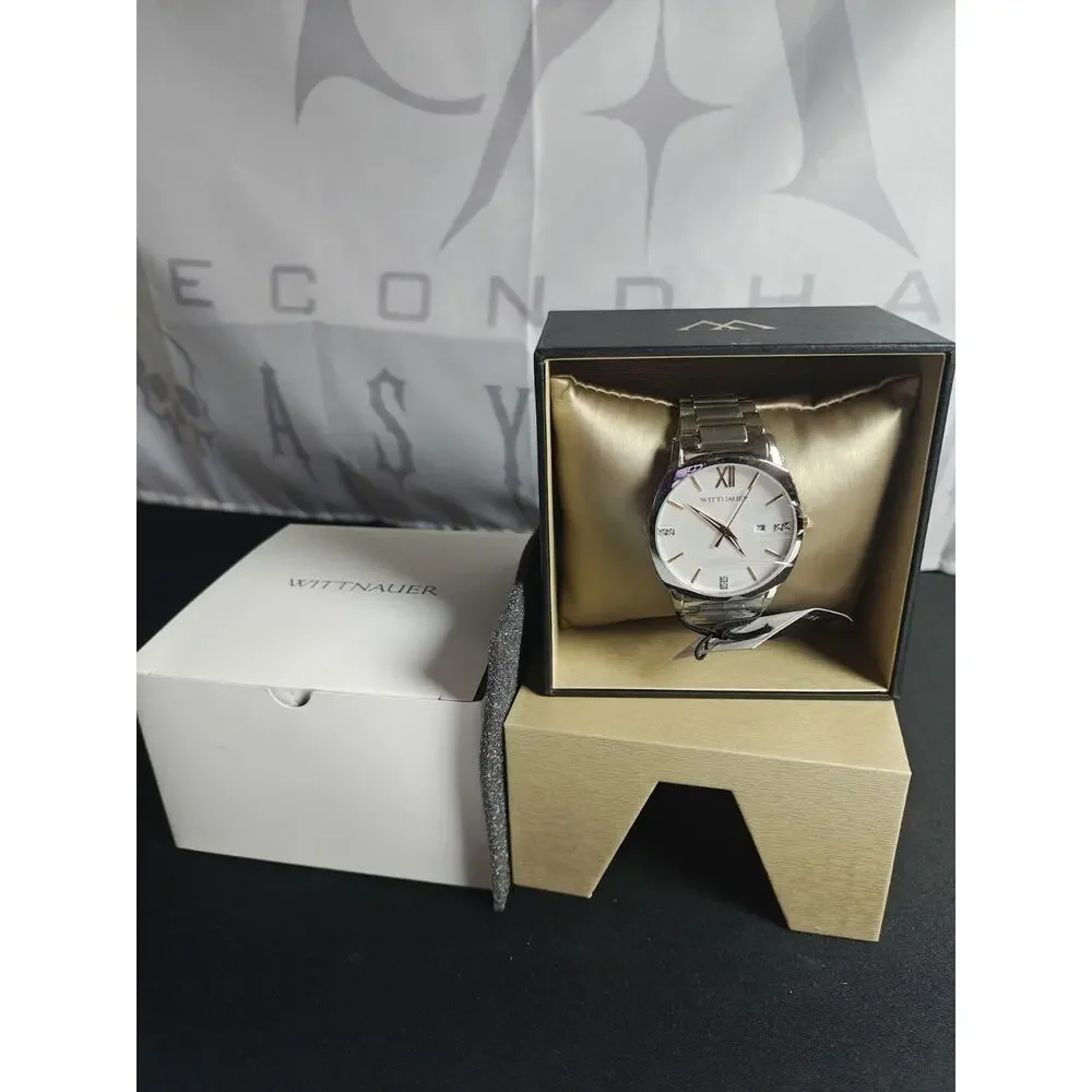 Nwt Wittnauer $525 WN3098 Store Display 9.7 /10 Men's Monserrat White Dial Watch